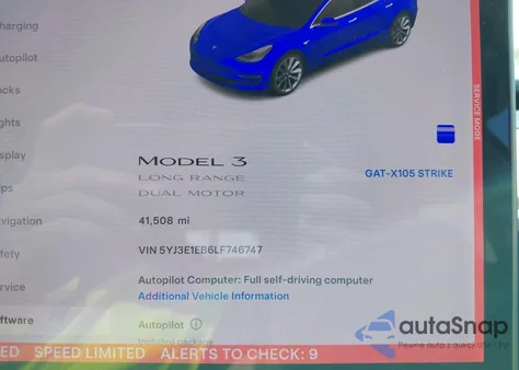 2020 Tesla Model 3 Long Range Dual Motor All-Wheel Drive z USA, uszkodzony, nr VIN 5YJ3E1EB6LF746747